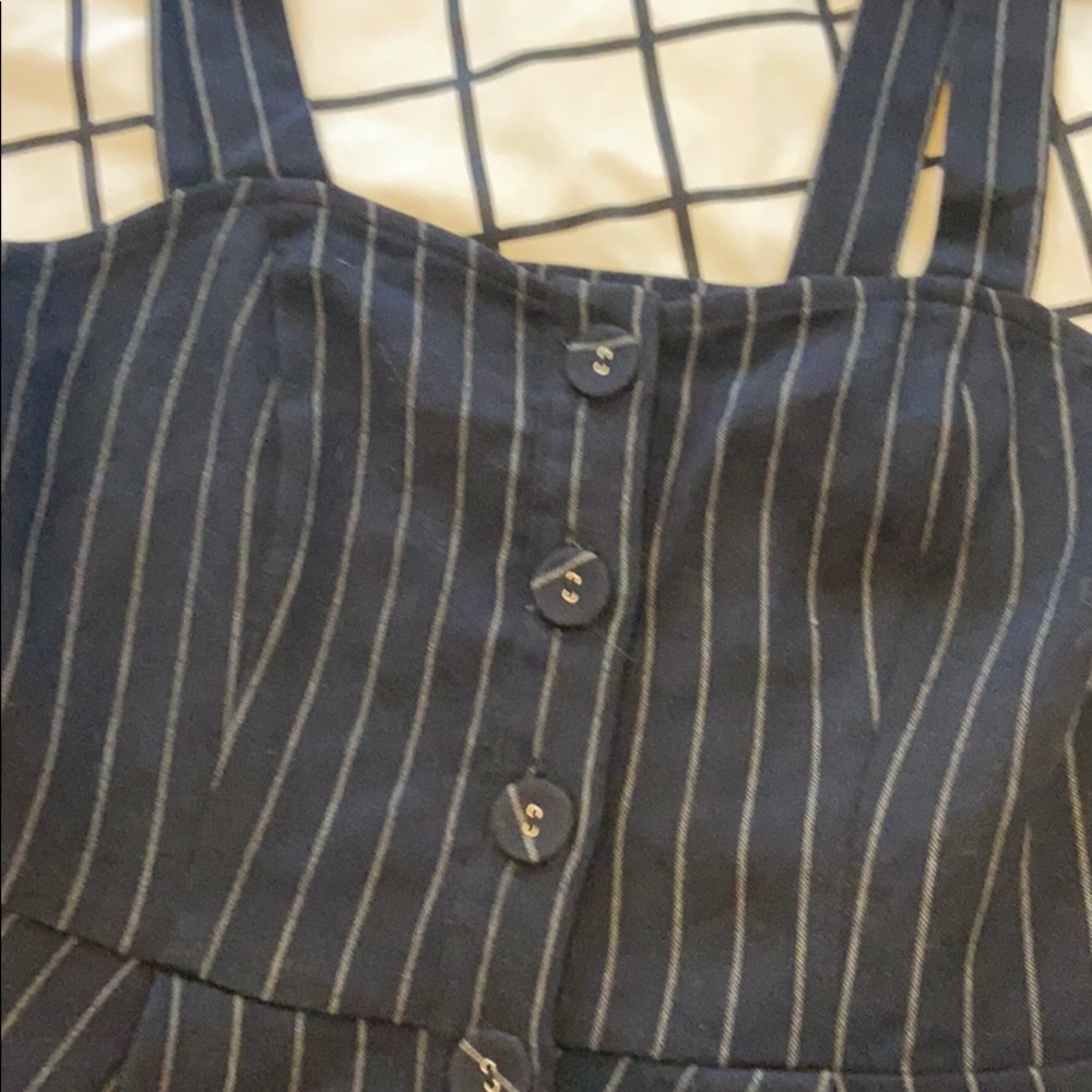 New with tag F21 Striped black button up romper